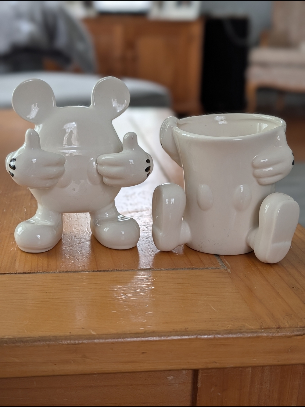 Disney White Ceramic Mickey Thumbs-Up and Mug Planters